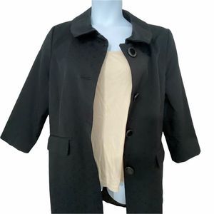 Apostrophe elegant Black Overcoat 3/4 Sleeve size Large embossed detail